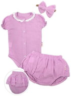 Baby Nellys Mušelínová sada body, kraťasky a čelenka GIRL, lila, vel. 62 - Baby Clothing Set