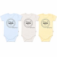 Baby Nellys Komplet 3× body Made with love BOY Baby Nellys, vel. 56, modré, žluté, béžové - Clothes Set