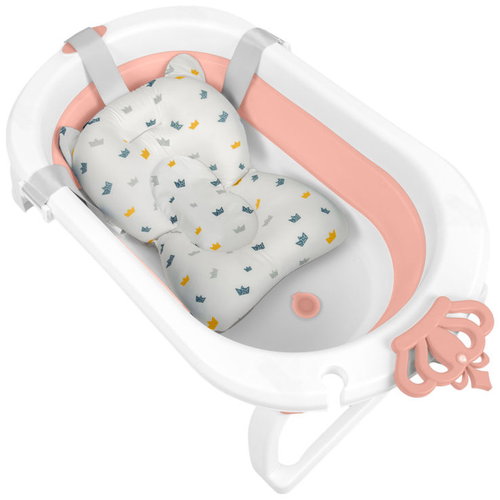 Ricokids RK-286 Foldable baby bath with insert, white and pink - Baby Bathtub - Main image