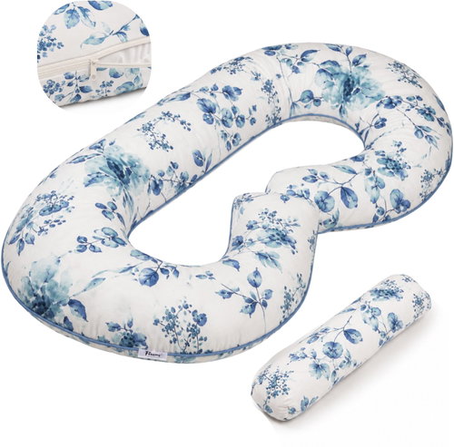 Flumi Type C Maternity Pillow, blue flowers - Nursing Pillow - Main image