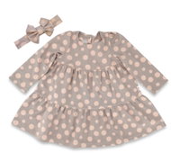 Baby Nellys 2-dílná sada dívčí bavlněné šaty s čelenkou - puntík, vel. 86 - Dress