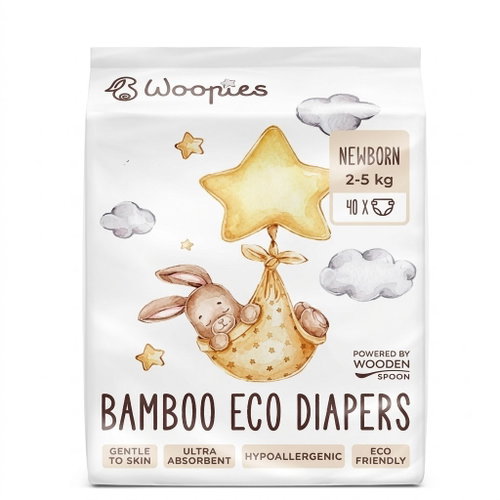 Wooden Spoon Woopies EKO pleny NEWBORN, 40 ks - Nappy Set - Main image