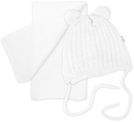 Baby Nellys Winter Hat with Ties and Scarf, White - Winter Hat