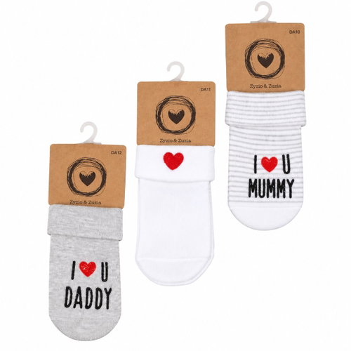 Z&Z I Love sock set, white/grey, 0–4m, 3pcs - Socks - Main image