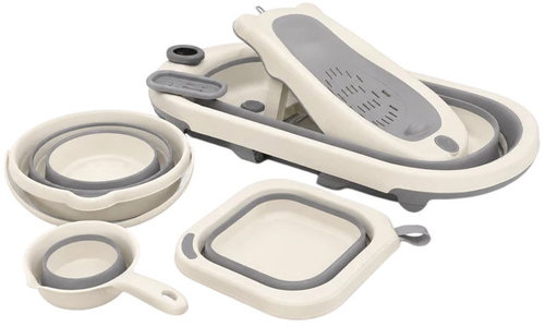 Gordon G1468 7-in-1 folding baby bath with insert and thermometer, grey-white - Baby Bathtub - Main image