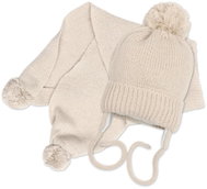 Baby Nellys NATURE winter hat and scarf set, 0-6 m, beige - Winter Hat