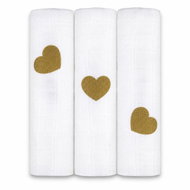 Baby Nellys DELUX Tetra Nappies, 3 pcs, Gold Love 70 × 80cm, white - Cloth Nappies