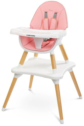 Caretero Tuva 2-in-1 multifunctional high chair and table, pink - High Chair - Main image