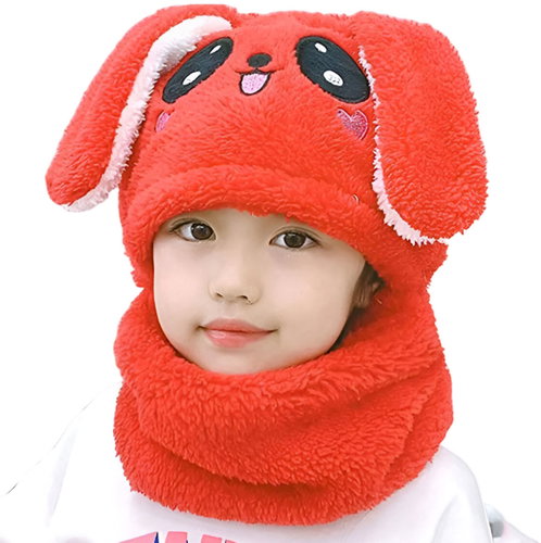Excellent Warm hat and neck warmer set – Red bunny - Children's Hat - Main image