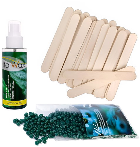 ItalWax Depilatory set film wax Azulén 200 g, spatulas 100 pcs, epilation oil 100 ml - Hair Removal Wax - Main image