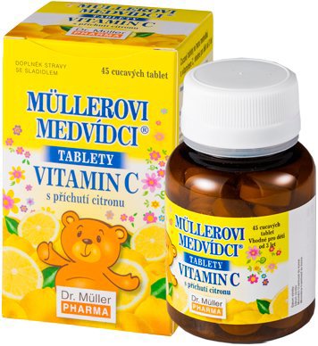 Dr. Müller's Bears® Lemon-flavoured Lozenges with Vitamin C, 45 pcs - Dietary Supplement - Main image
