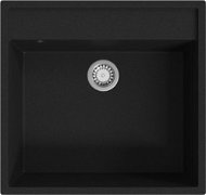 SHUMEE Kuchyňský dřez s přepadem černý žula 530 - Ceramic Sink