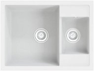 SHUMEE Kuchyňský dřez s přepadem otvorem dvojitý bílý žula - Ceramic Sink
