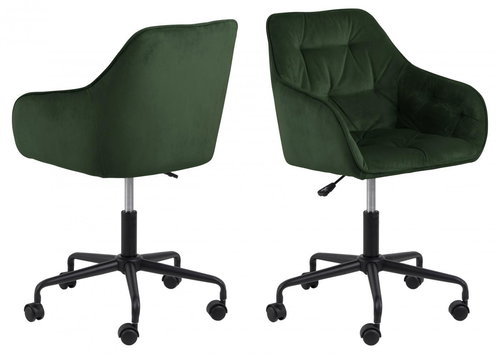 DESIGN SCANDINAVIA Brooke, Samt, dunkelgrün - Bürostuhl - Hauptbild