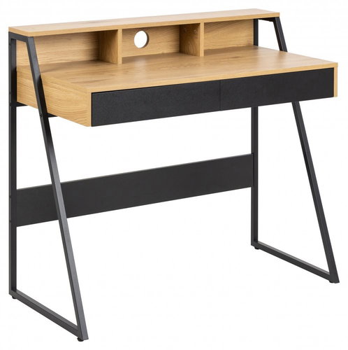 DESIGN SCANDINAVIA Reece, 100 cm, Eiche / schwarz - Schreibtisch - Hauptbild