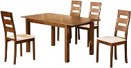 Jídelní set MILLER BU, hnědé moření, stůl 120-150 x 80, 4 židle - Jídelní set