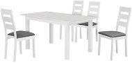 Jídelní set MILLER Bu, bílý, stůl 120-150 x 80 cm, 4 židle - Jídelní set