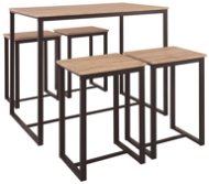 HENRY bár szett, tölgyfa minta-fekete, asztal 100 x 60 cm, 4 szék - Étkező szett