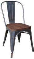 Kovová židle RELIX antique černá, dřevěný sedák - Jídelní židle