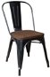 Kovová židle RELIX černá, dřevěný sedák - Jídelní židle
