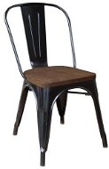 RELIX fém szék fekete, fa ülőlap - Étkezőszék