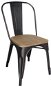 RELIX fém szék, antique fekete, fa ülőlap - Étkezőszék