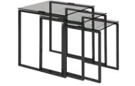 Tracy Coffee Table Set, 3 pcs, Clear, Smoked Glass/Black - Coffee Table