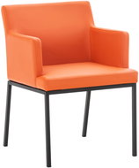 Armchair with black base Natasha leather orange - Armchair