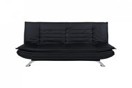 Sofa with folding backrest Sharon, 196 cm, black / chrome - Couch