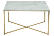 Macklin Coffee Table, 80cm, Light Marble /Clear - Coffee Table