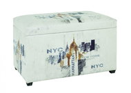 Bench with Storage Space New York, 42cm, Cream - Bench