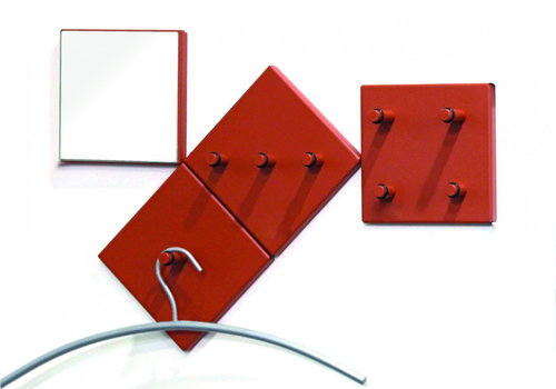 Jordon Wall Hanger, Set of 4 Pieces, 15cm, Red - Coat Hanger - Main image