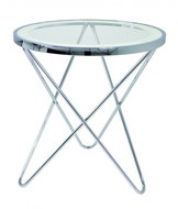 Travis Side Table, 56cm, Clear/Chrome - Side Table