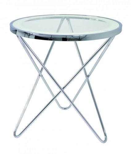Travis Side Table, 56cm, Clear/Chrome - Side Table - Main image