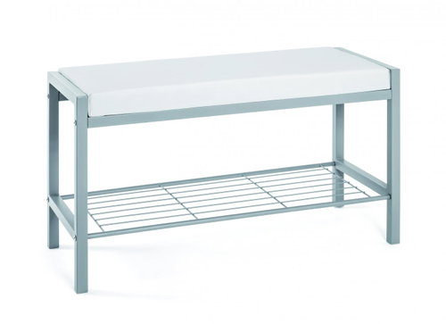 Bench with Eliana shoe box, 80 cm, white - Bench - Main image