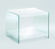 Bedside table Gero I., 45 cm, white / clear - Night Stand