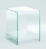 Bedside Table Gero II., 45cm, White/Clear - Night Stand