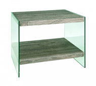 Heron Side Table, 45cm, Clear/Oak - Side Table