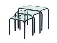 Side table Elin, set of 3 pieces, black / clear - Side Table