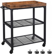 Mobile shelf Stella, 75 cm, brown / black - Shelving Unit