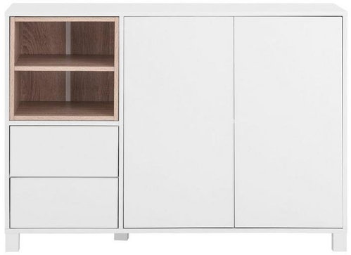 Paker Danish Style Chest of Drawers, 120cm, White/Oak - Chest of Drawers - Main image