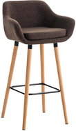 Bar stool with wooden base Marina textile brown - Bar Stool