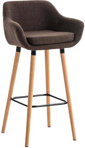 Bar stool with wooden base Marina textile brown - Bar Stool - Main image