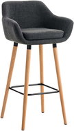 Bar stool with wooden base Marina textile dark gray - Bar Stool