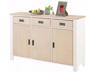 Danish Style Shily chest of drawers, 125 cm, white / oak - Chest of Drawers