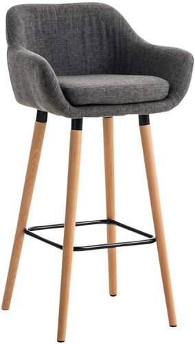 Bar stool with wooden base Marina textile gray - Bar Stool - Main image
