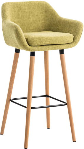 Bar stool with wooden base Marina textile green - Bar Stool - Main image