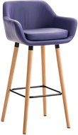 Bar stool with wooden base Marina leather purple - Bar Stool