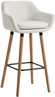 Bar stool with wooden base Marina leather white - Bar Stool