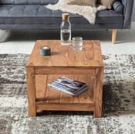 Brüxxi Konferenční stolek s policí Mumbai, 60 cm, masiv akát - Konferenční stolek